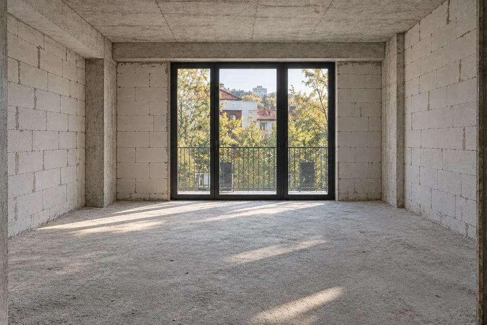 Black-frame shell · Archi Isani — Warm oak · 78 m²