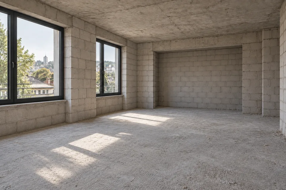 Black-frame shell · Archi Isani — Graphite & light · 86 m²