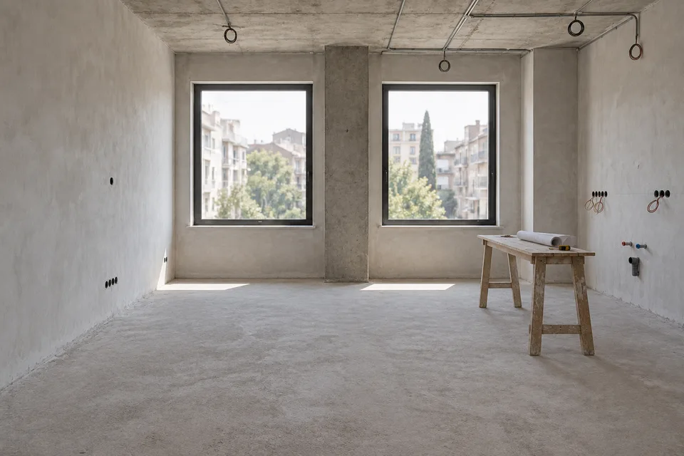 Engineering & preparation · Greenhill Residence — Stone & linen · 68 m²