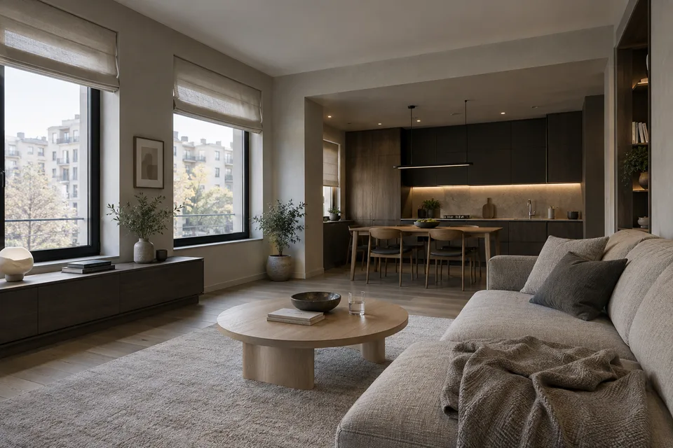 Finished concept · Greenhill Residence — Graphite & light · 94 m²