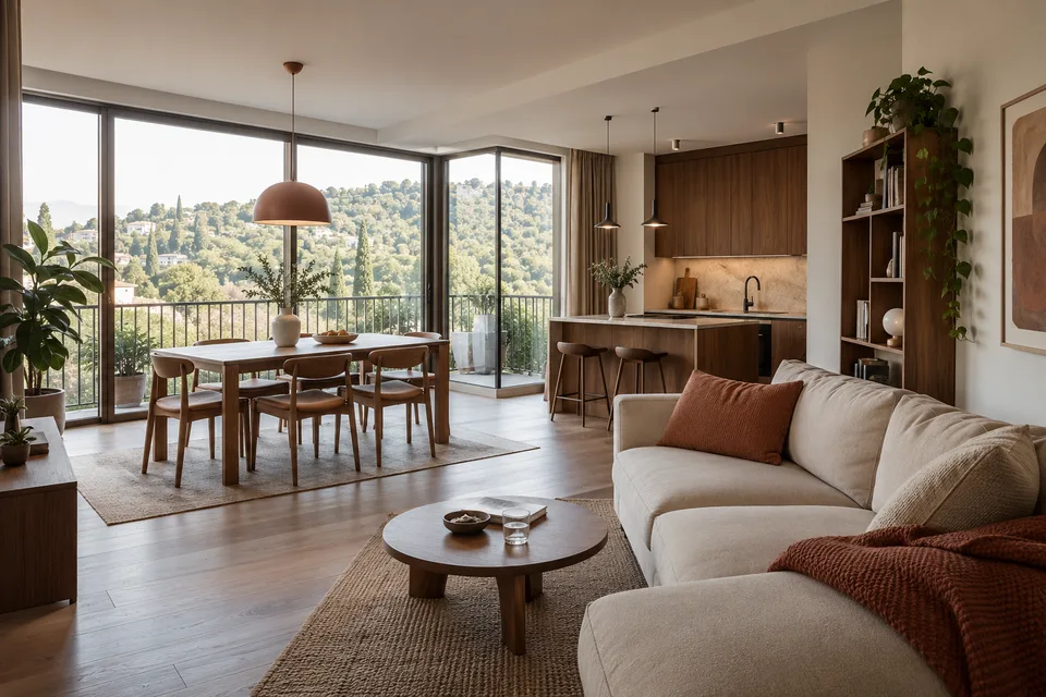 დასრულებული კონცეფცია · VR Krtsanisi Resort Residence — ოჯახის სივრცე · 108 m²
