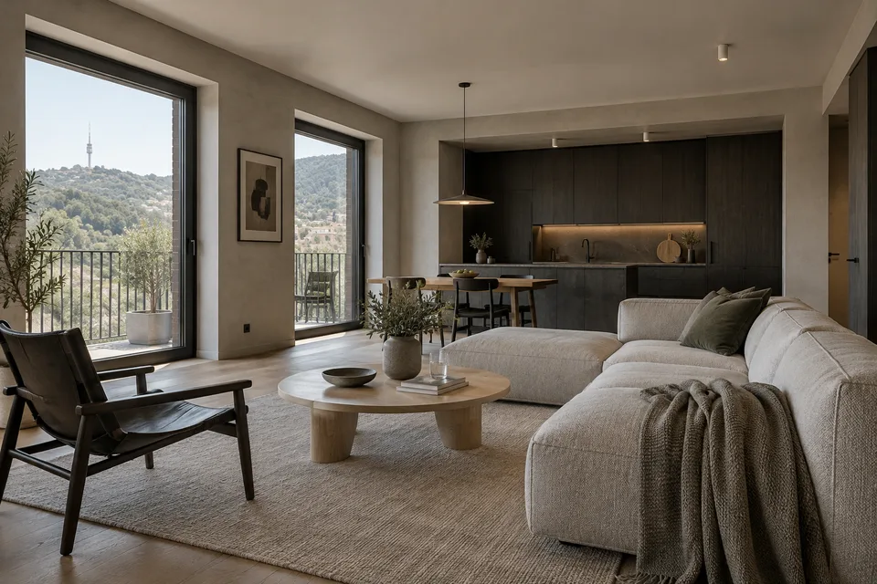 קונספט מוגמר · VR Krtsanisi Resort Residence — גרפיט ואור · 96 m²